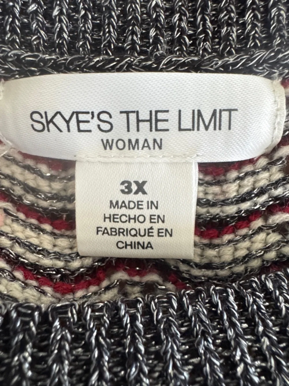 Skye's the Limit Red, Gray and White Wave Stripe Crew Sweater